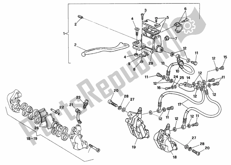 Todas as partes de Sistema De Freio Dianteiro My92 do Ducati Paso 907 I. E. 1991